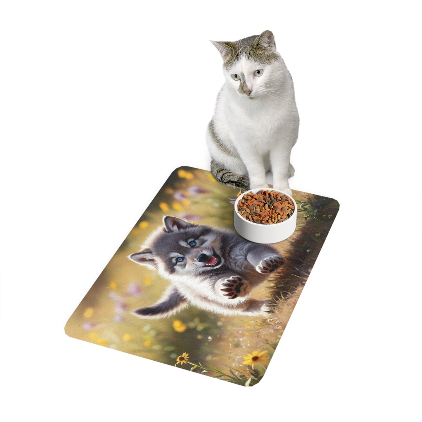 Pet Food Mat (12x18) - Wolf Cub