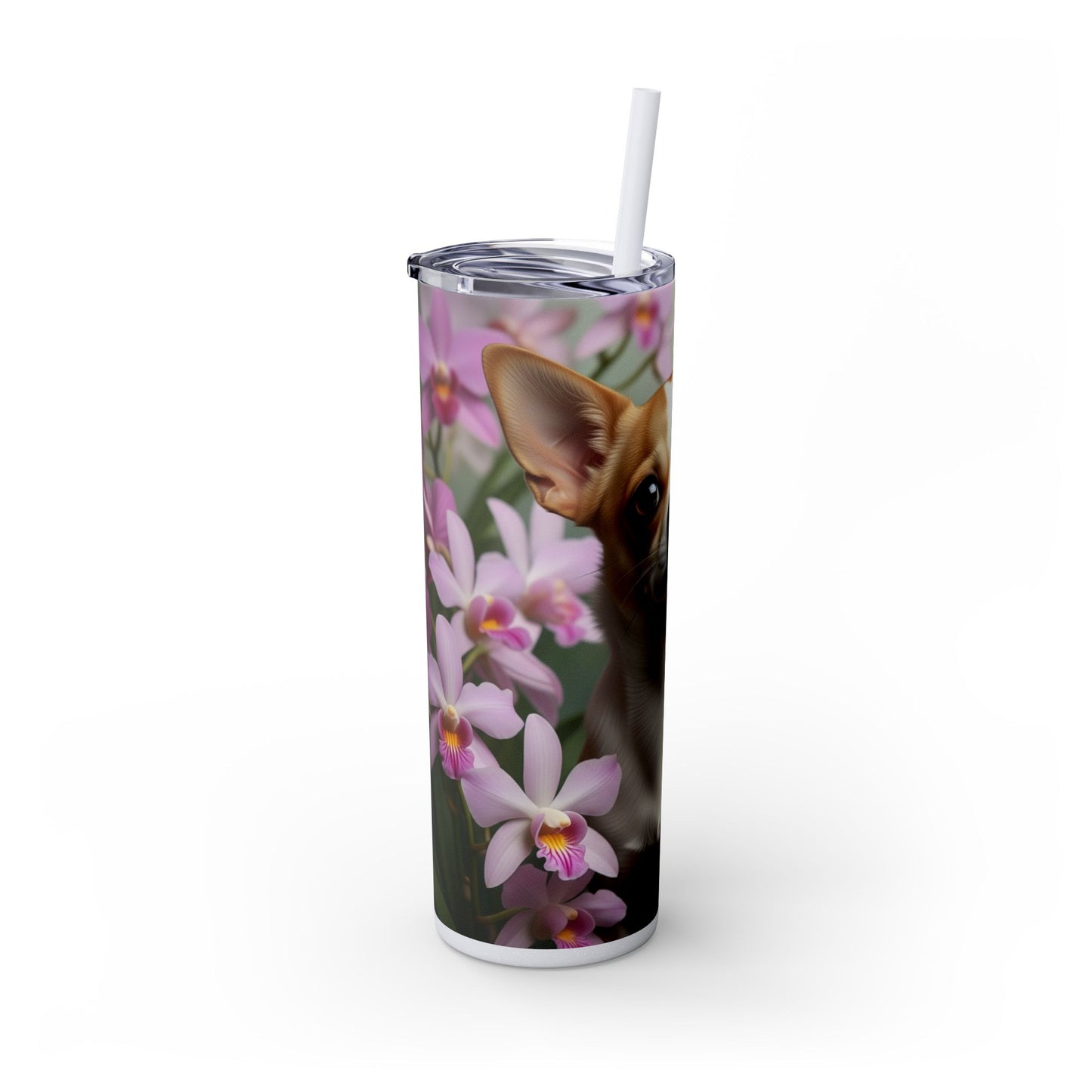 Vaso delgado con pajita para chihuahua, 20 oz