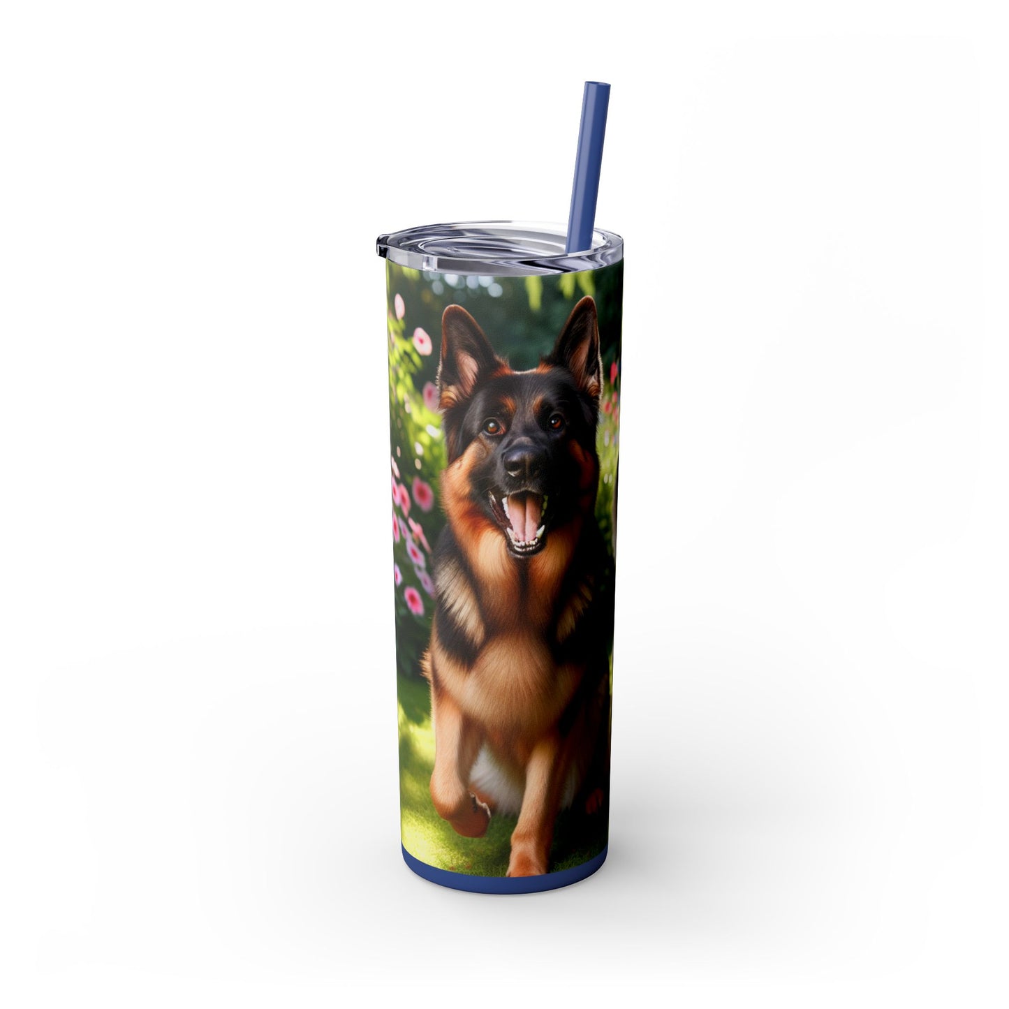 German Shepherd Skinny Tumbler with Straw, 20oz