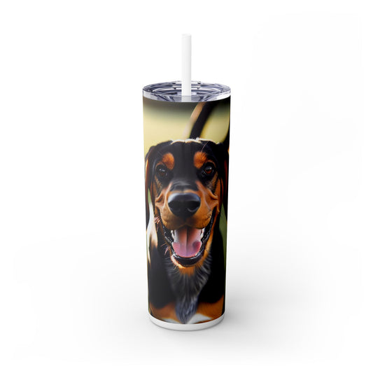 Black and Tan Coonhound Tumbler with Straw, 20oz