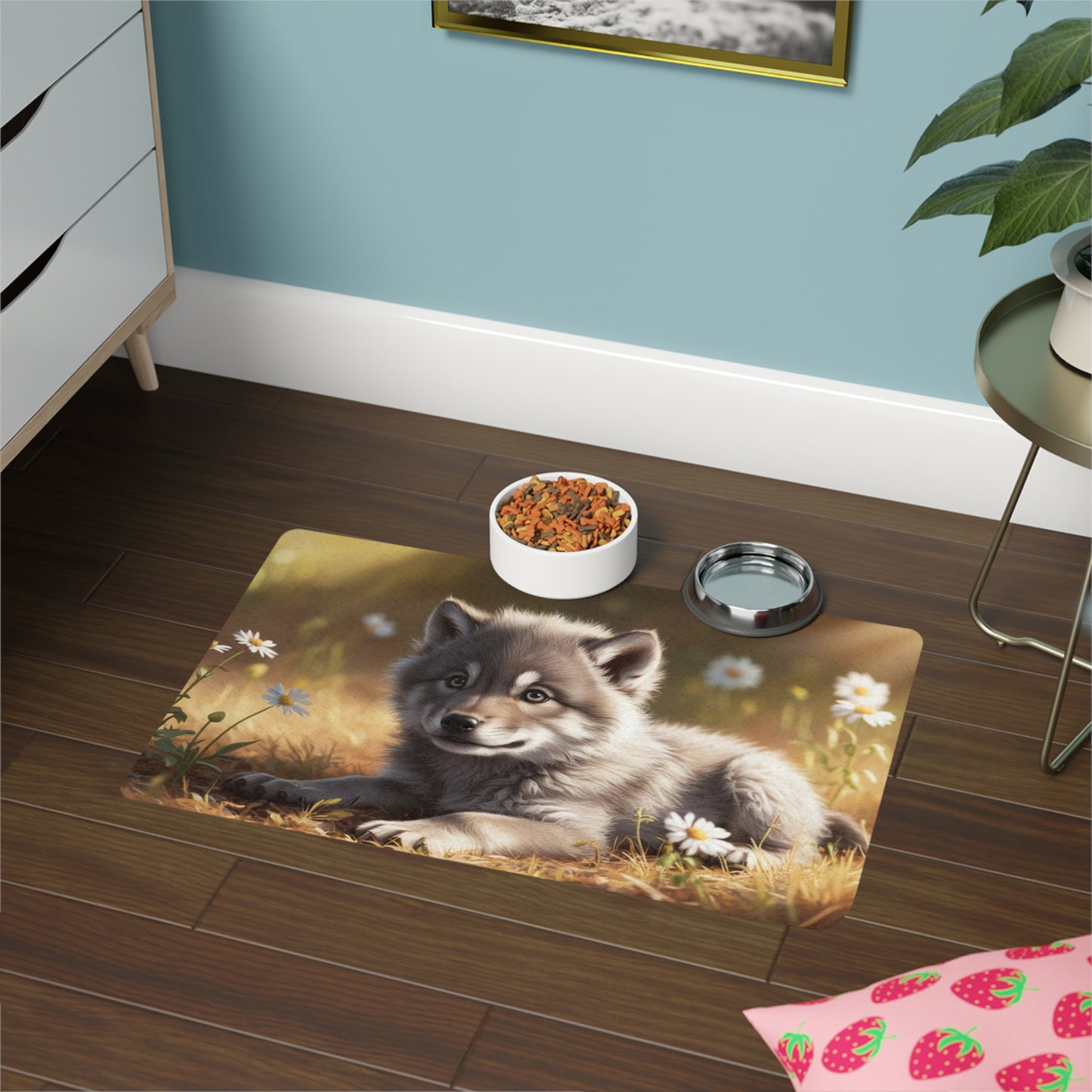 Pet Food Mat (12x18) - Wolf Cub