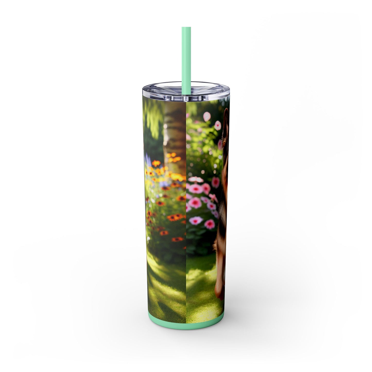 German Shepherd Skinny Tumbler with Straw, 20oz