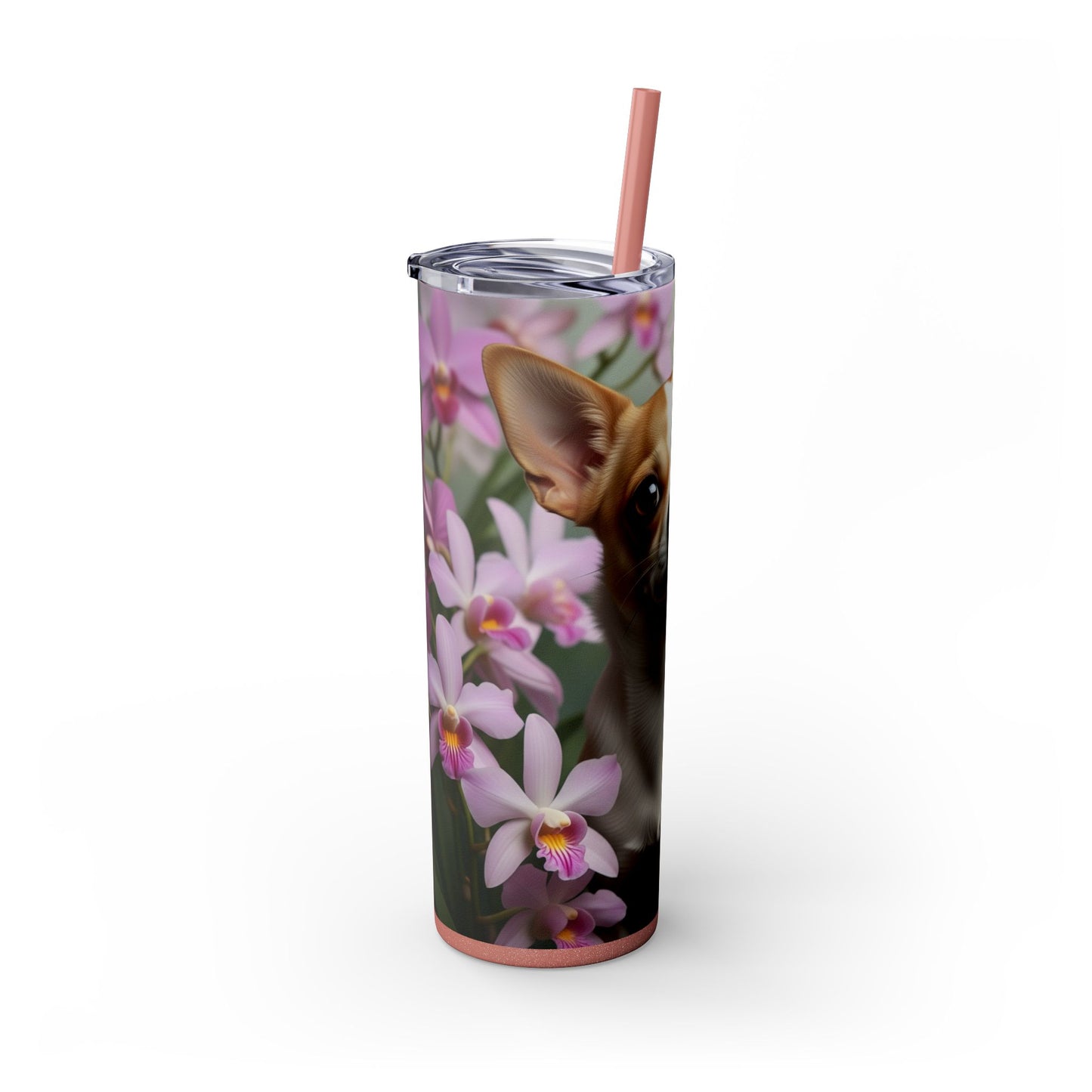 Vaso delgado con pajita para chihuahua, 20 oz