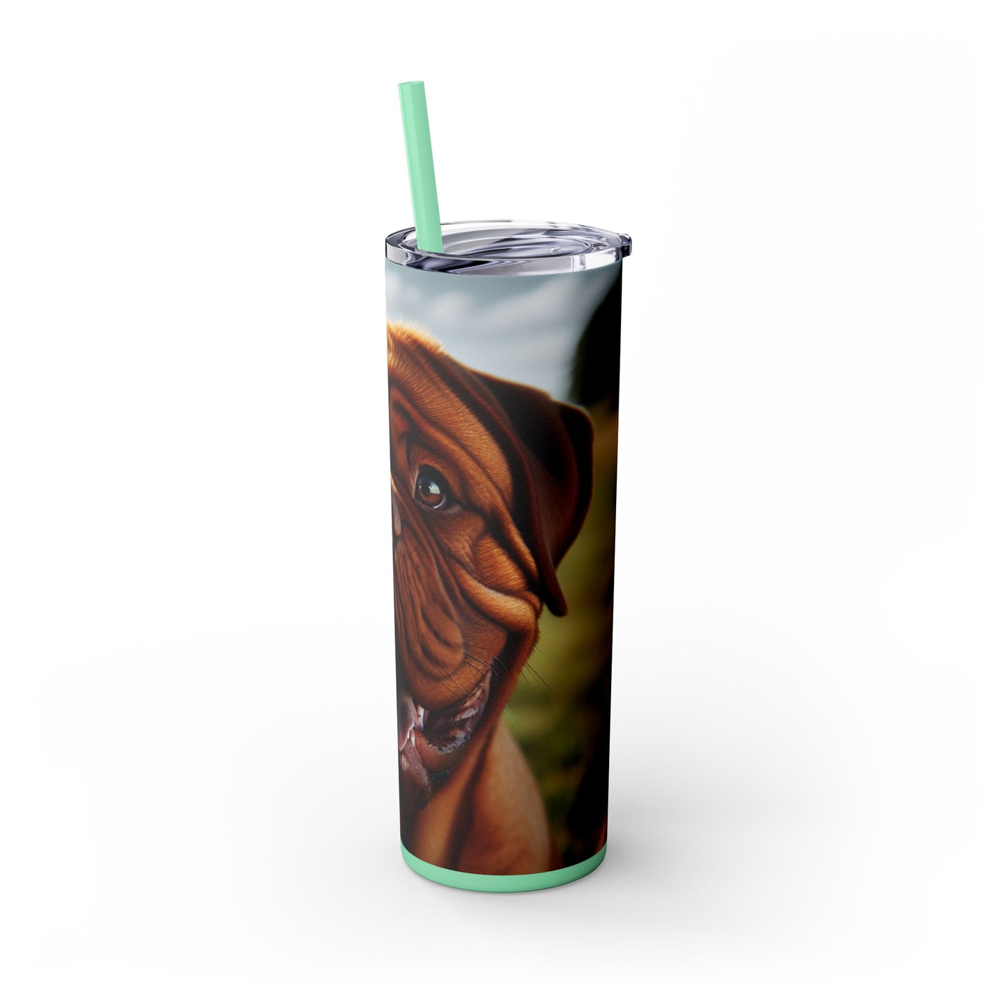 Dogue de Bordeaux Skinny Tumbler with Straw, 20oz