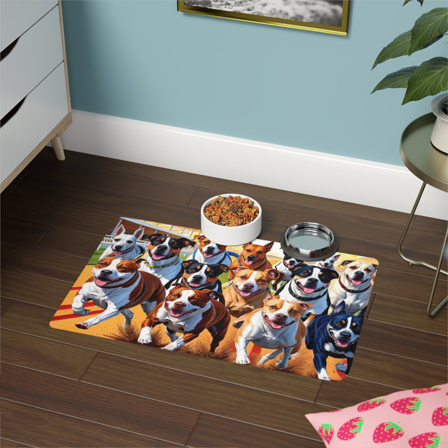 Pet Food Mat (12x18) - Racing Dogs