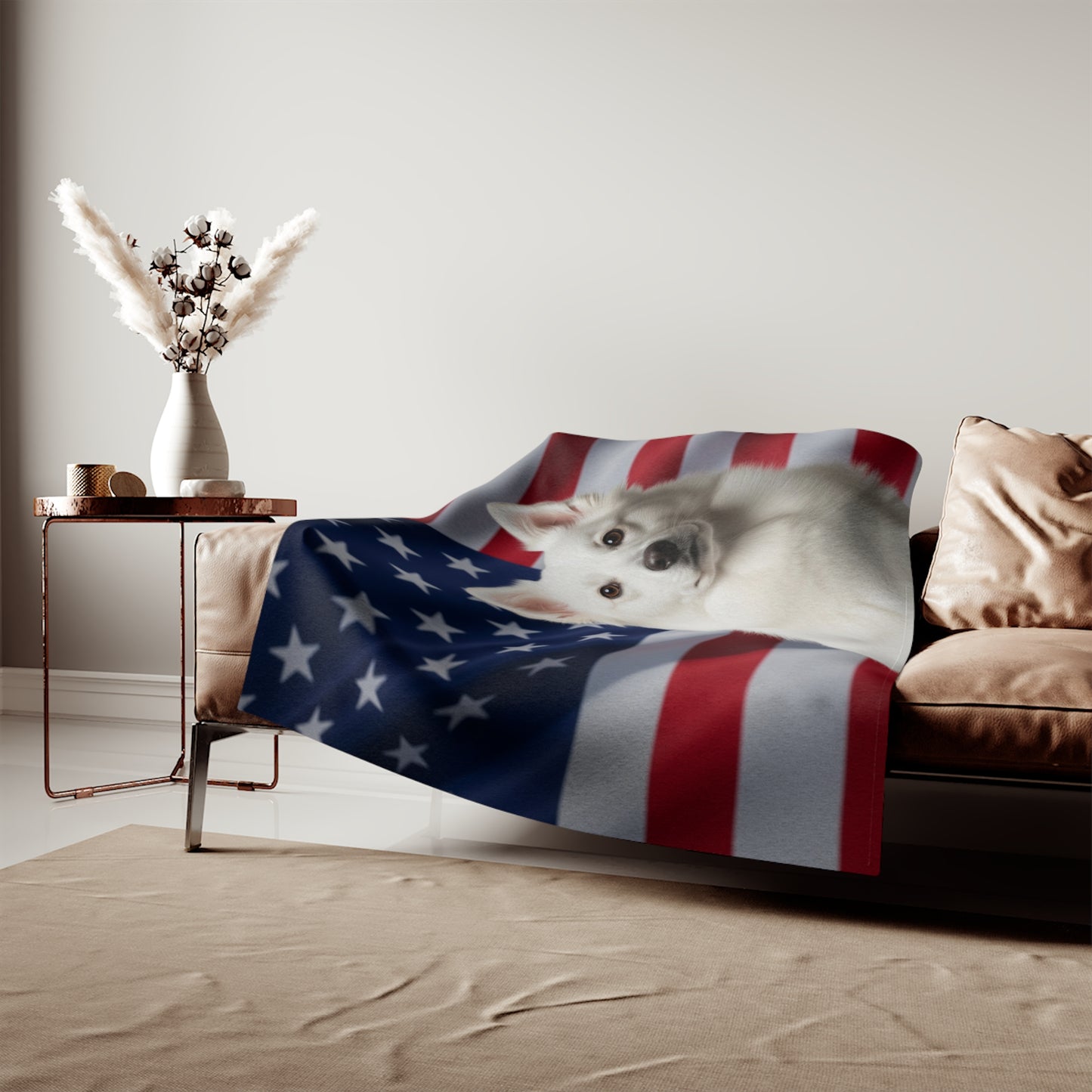 American Eskimo Dog Patriotic Blanket