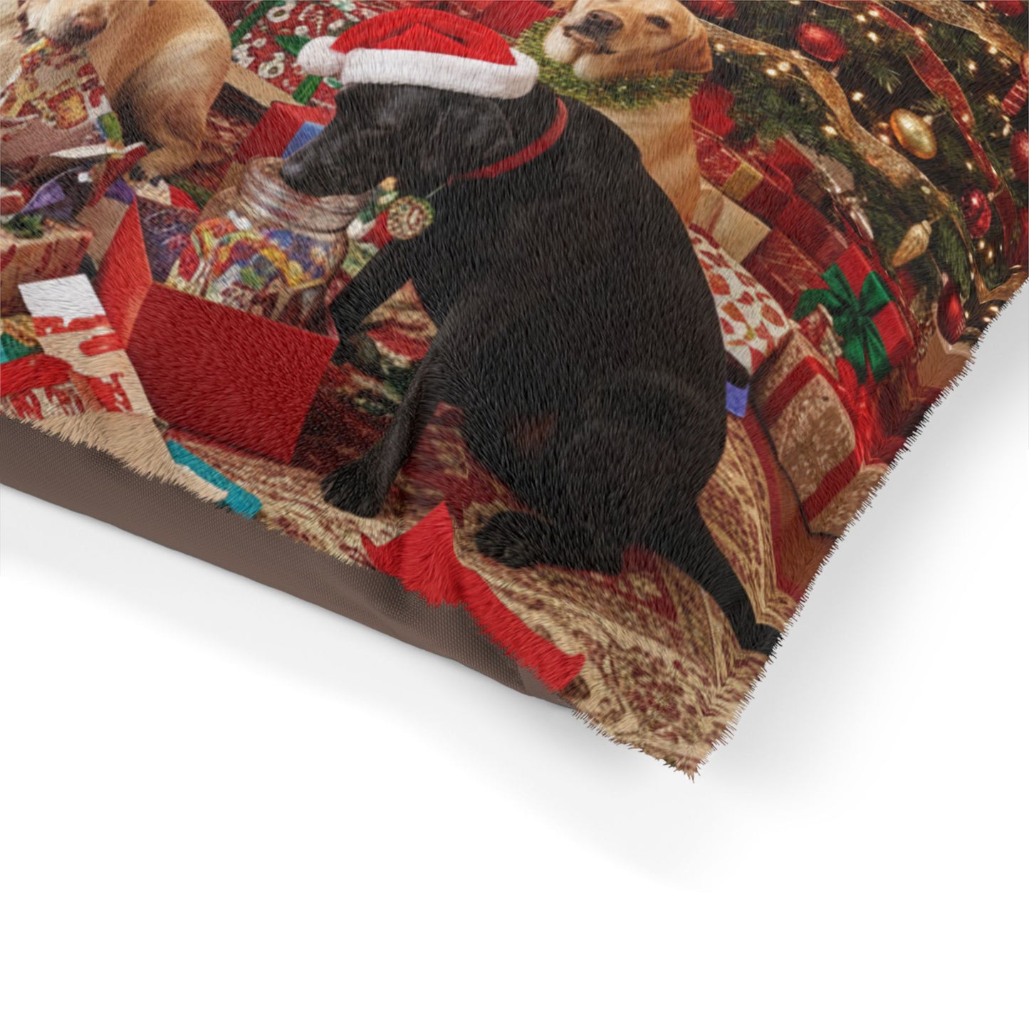 Festive Holiday Fireplace Pet Bed