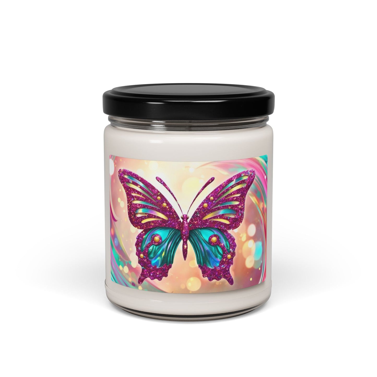 Glittery Psychedelic Butterfly- Scented Soy Candle, 9oz