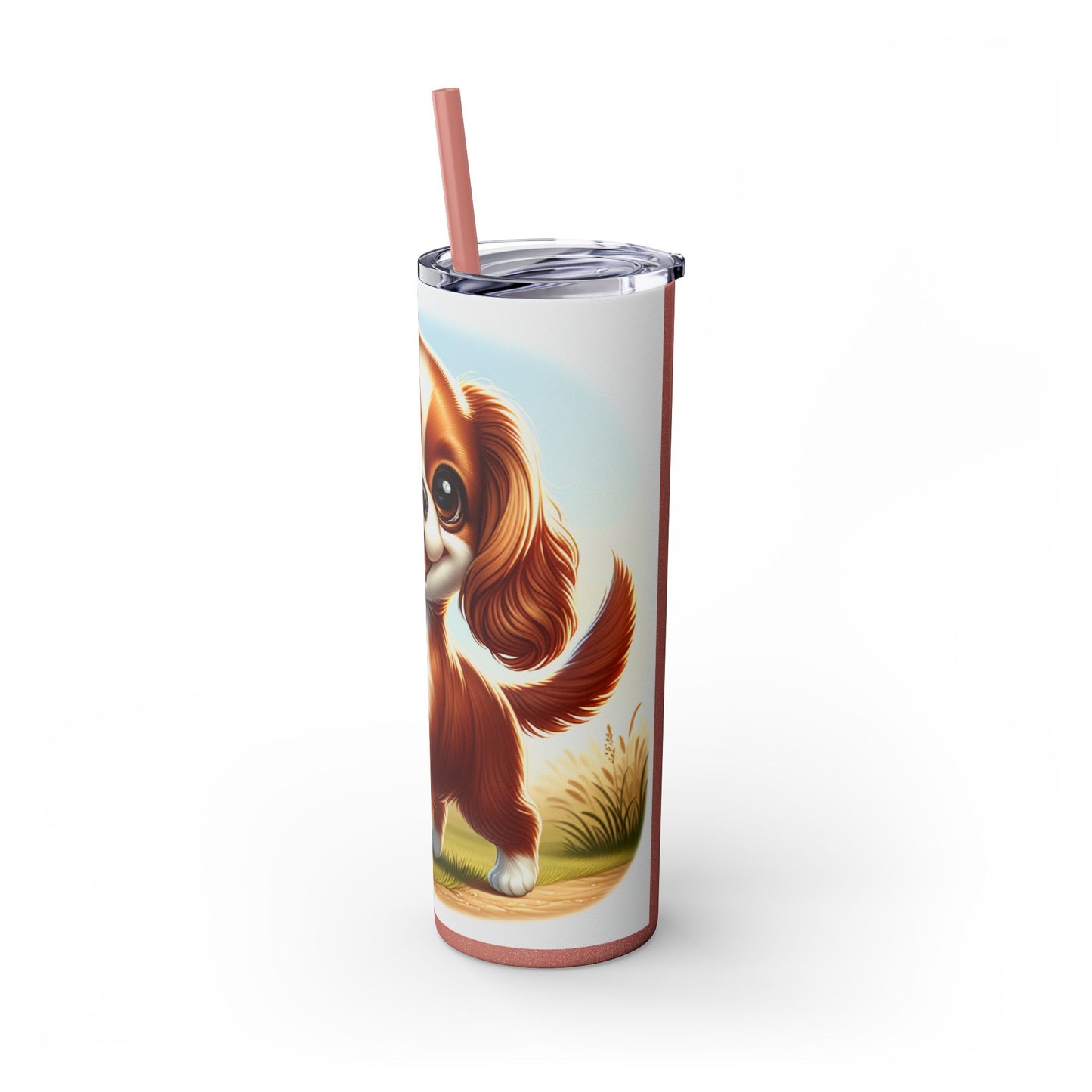 English Toy Spaniel Skinny Tumbler with Straw, 20oz