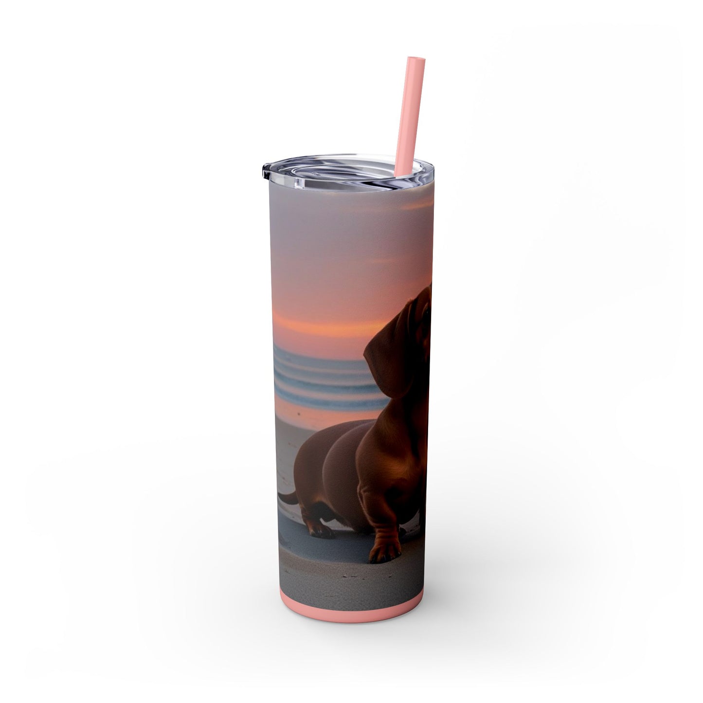 Vaso delgado con pajita Dachshund Love, 20 oz