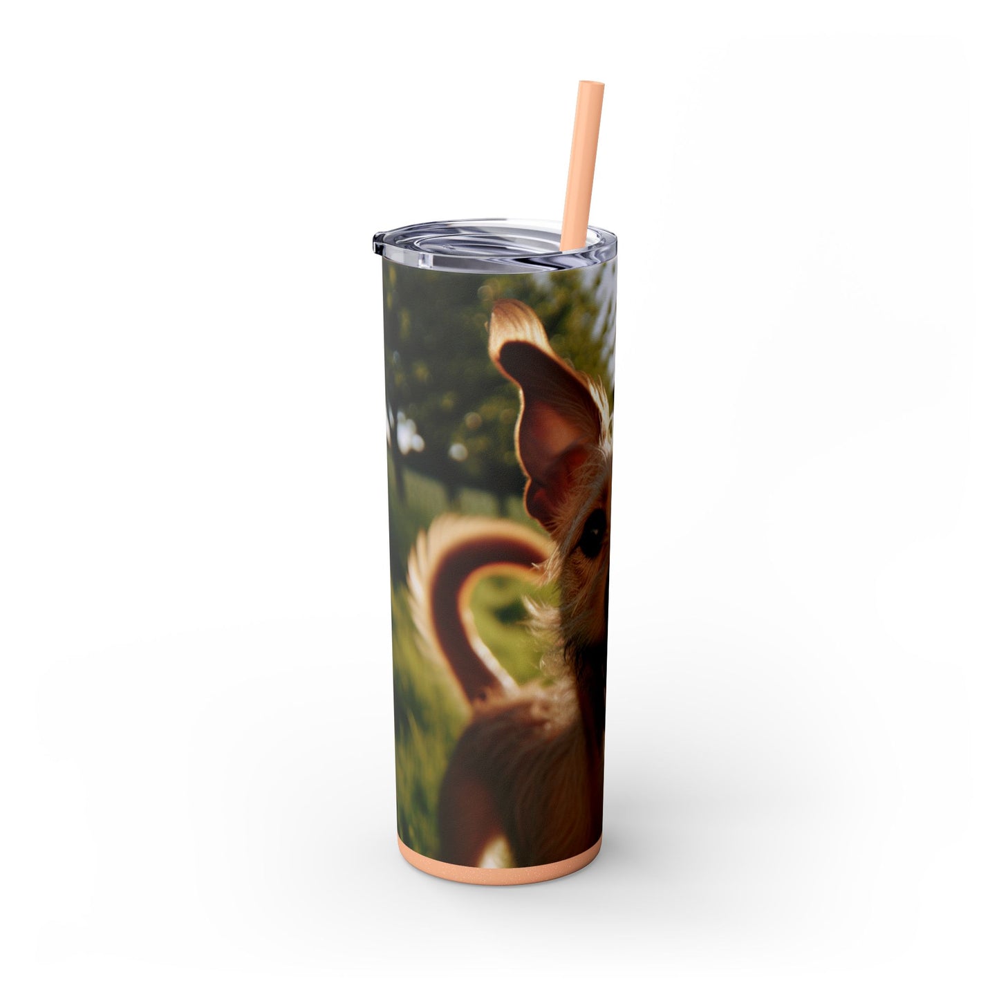 Portuguese Podengo Skinny Tumbler with Straw, 20oz