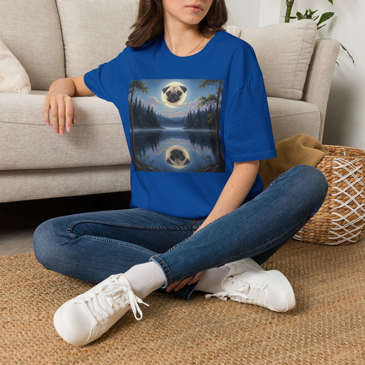 Canine Canvas Collection: Pug Moon Tee Shirt