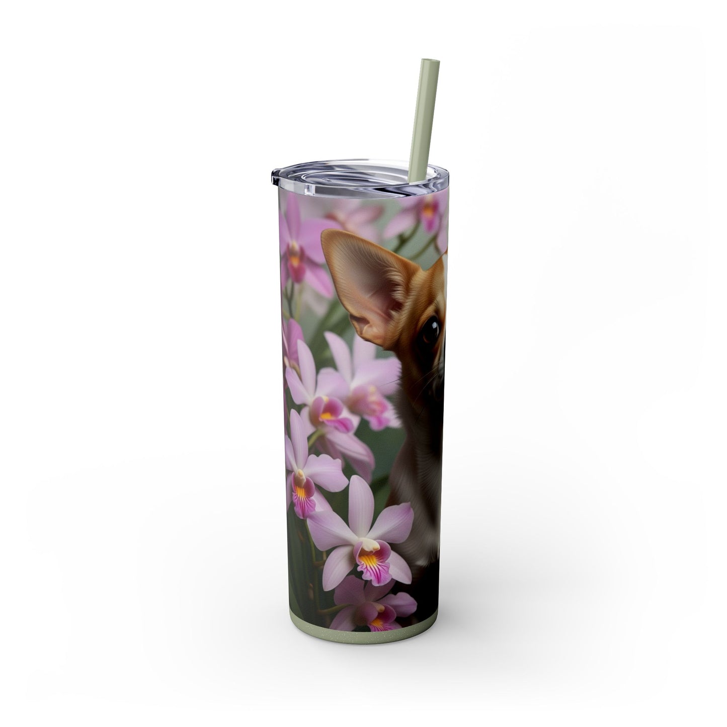 Vaso delgado con pajita para chihuahua, 20 oz