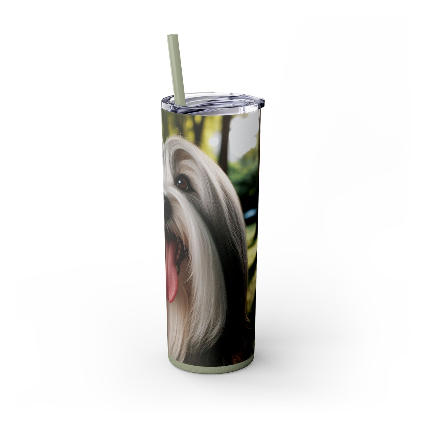 Tibetan Terrier Skinny Tumbler with Straw, 20oz