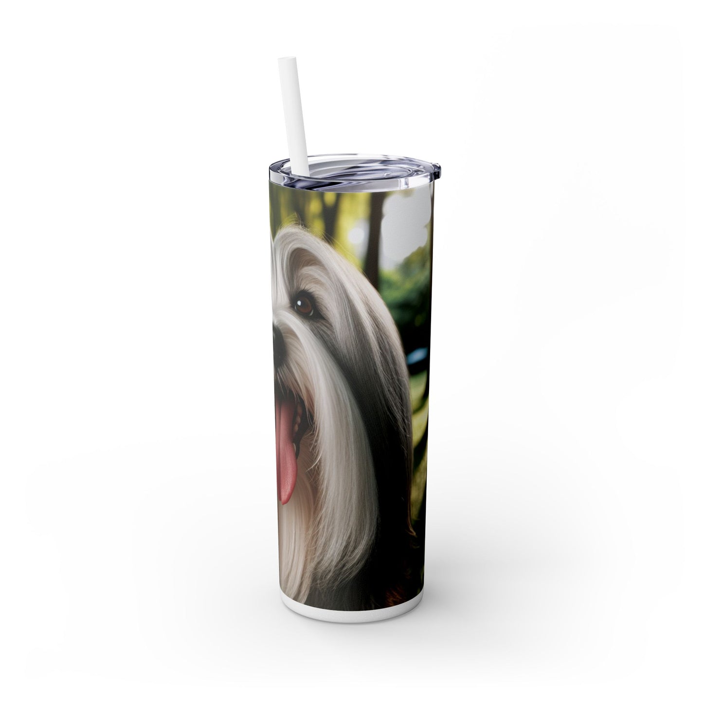 Tibetan Terrier Skinny Tumbler with Straw, 20oz