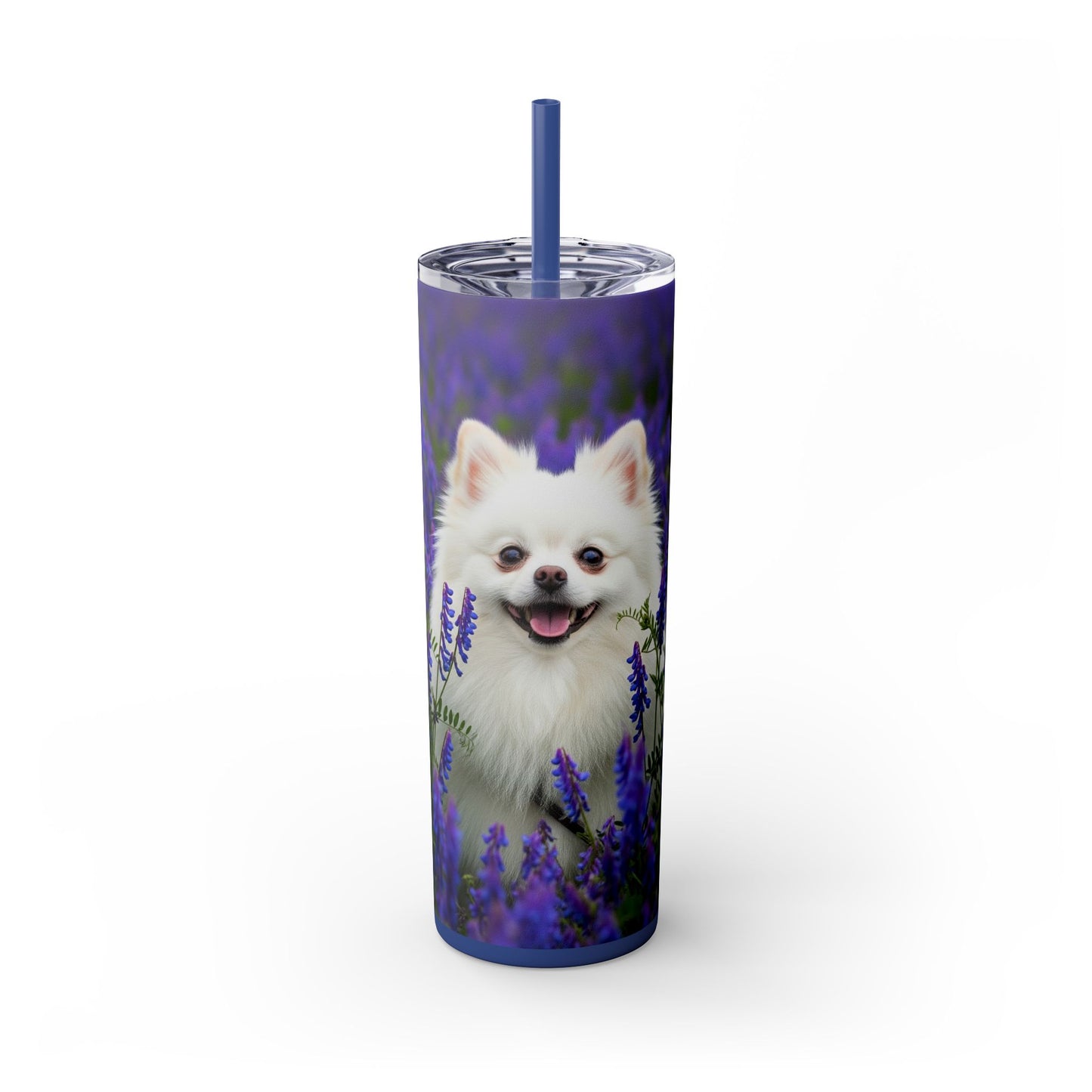 Pomeranian Skinny Tumbler with Straw, 20oz