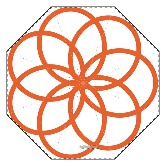 Orange Spirograph Semi-Automatic Foldable Umbrella