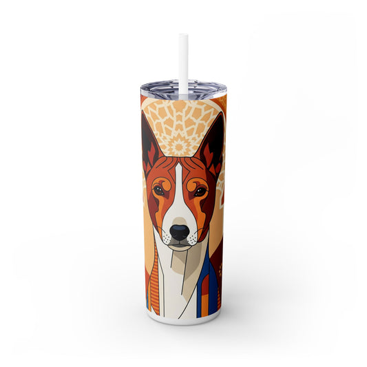 Basenji Skinny Tumbler with Straw, 20oz