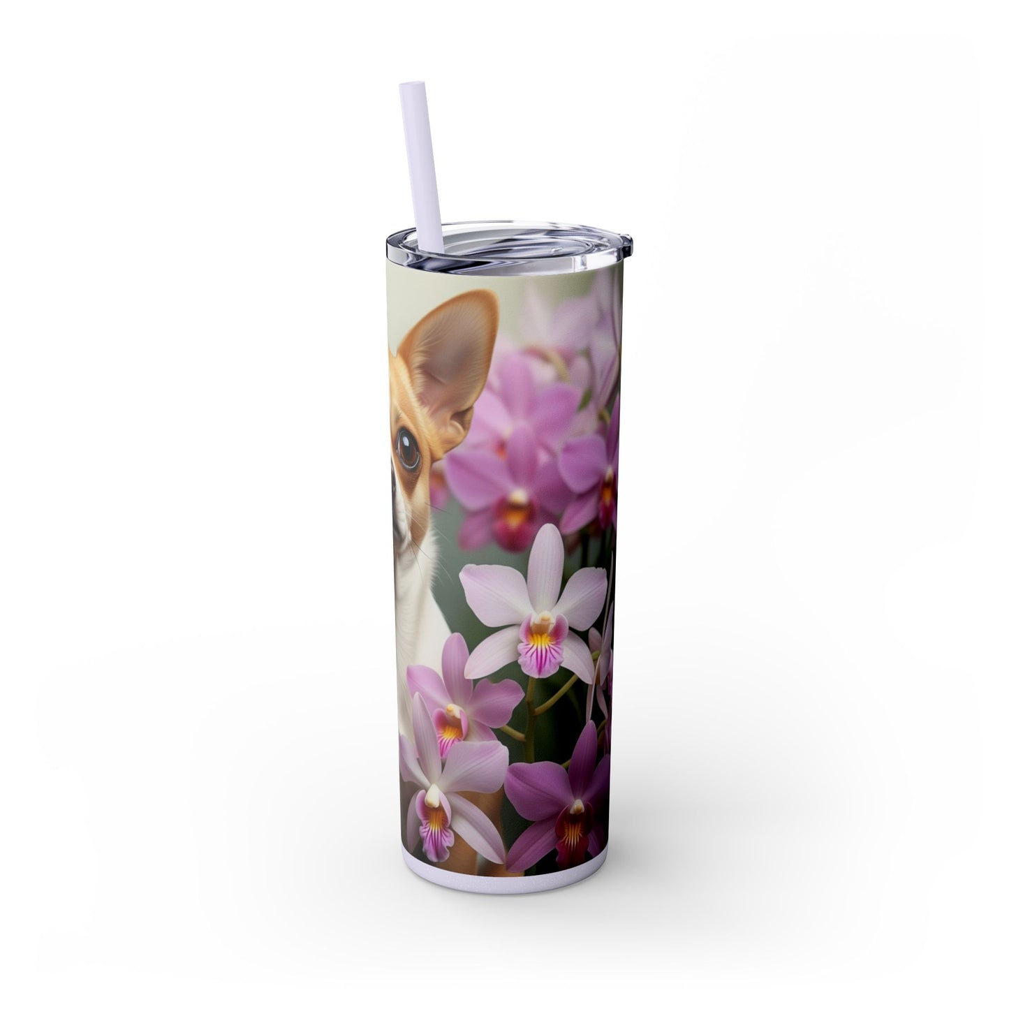 Vaso delgado con pajita para chihuahua, 20 oz