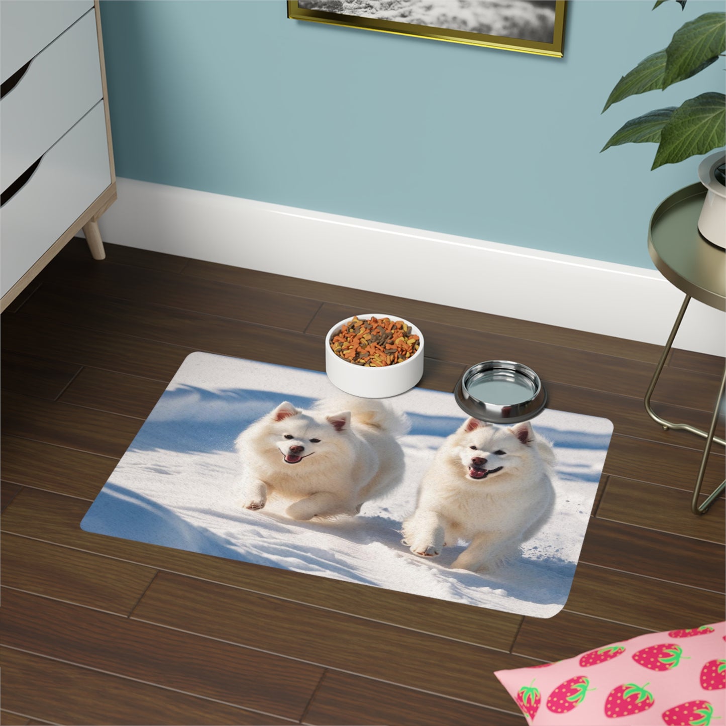 Pet Food Mat (12x18) - Snow Dogs