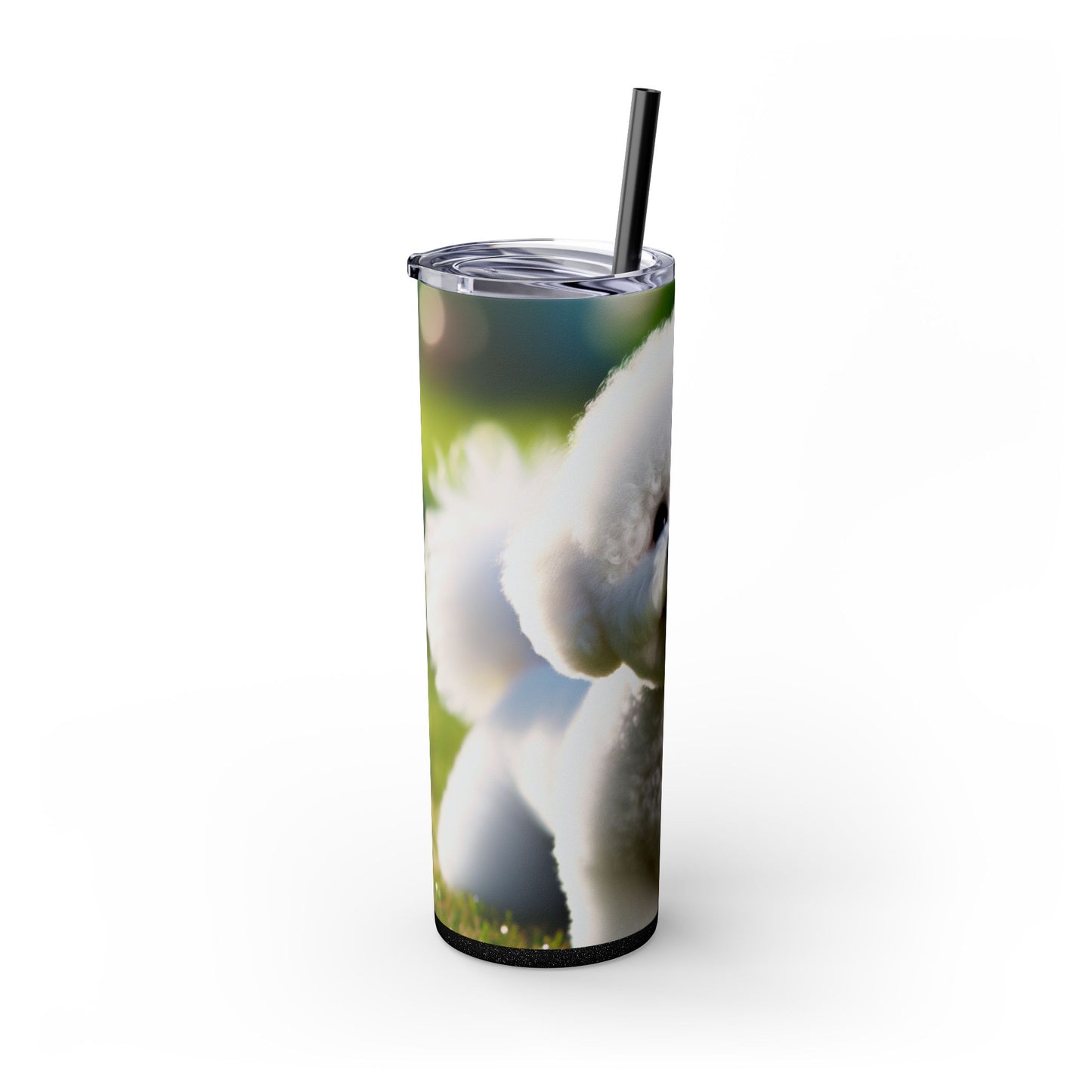 Bichon Frise Skinny Tumbler with Straw, 20oz