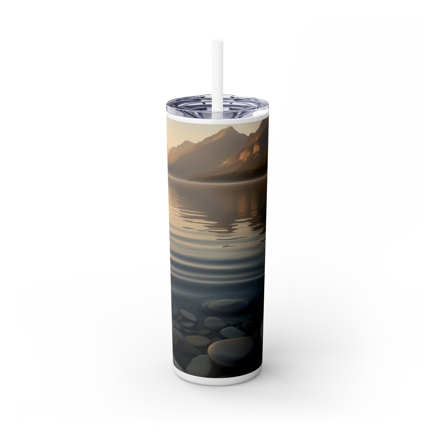 Ripple in a Mountain Lake Skinny Tumbler with Straw, 20oz