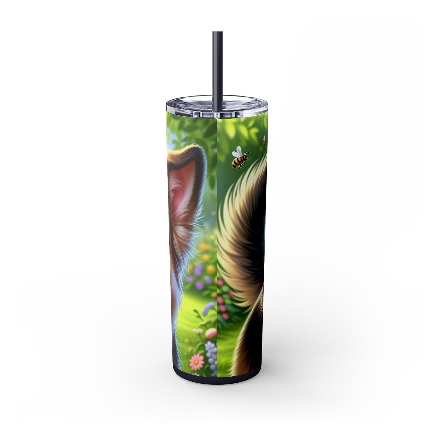 German Shepherd Skinny Tumbler with Straw, 20oz