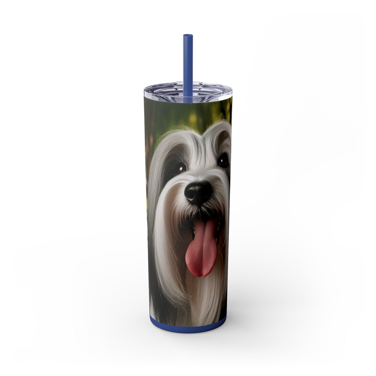 Tibetan Terrier Skinny Tumbler with Straw, 20oz