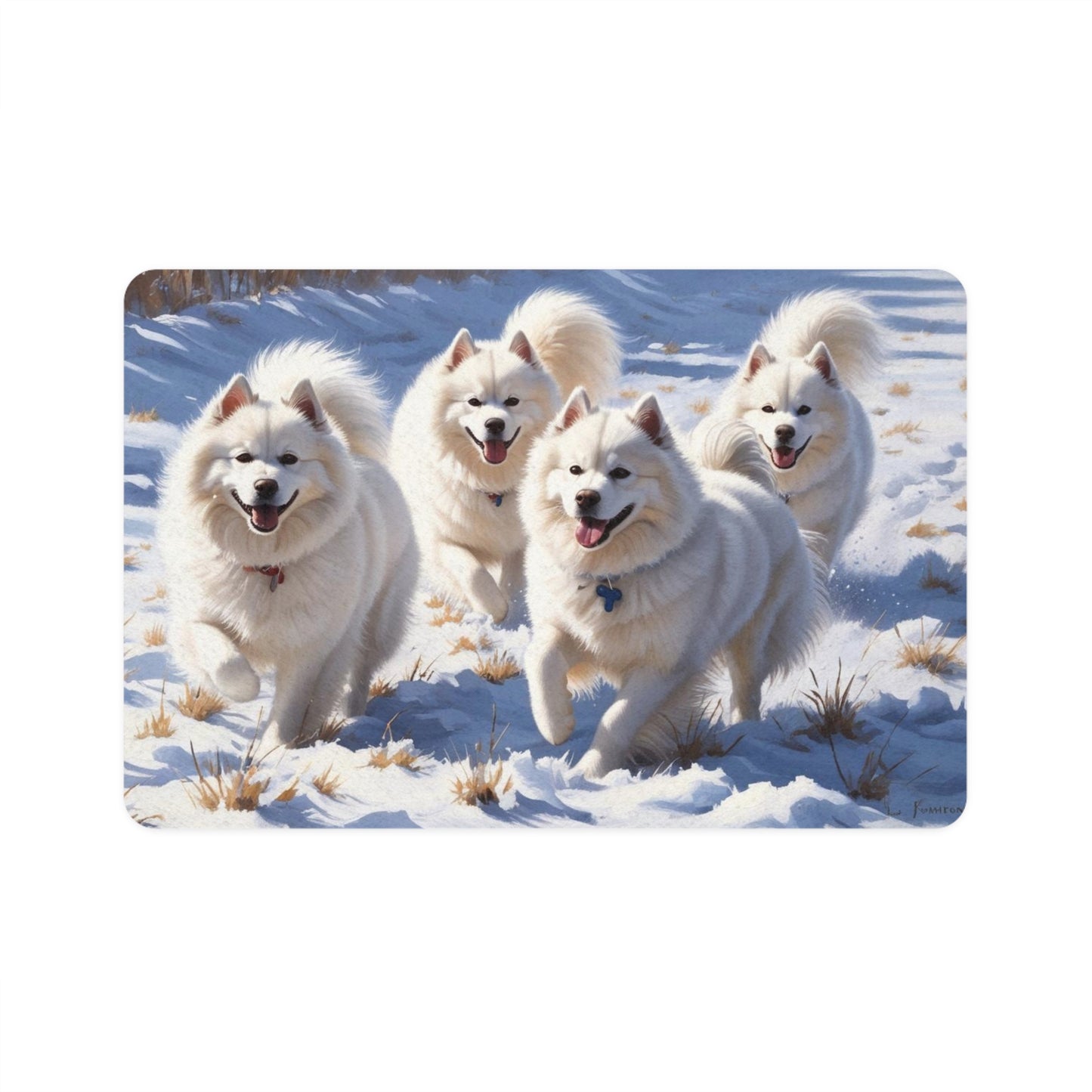 Pet Food Mat (12x18) - Snow Dogs