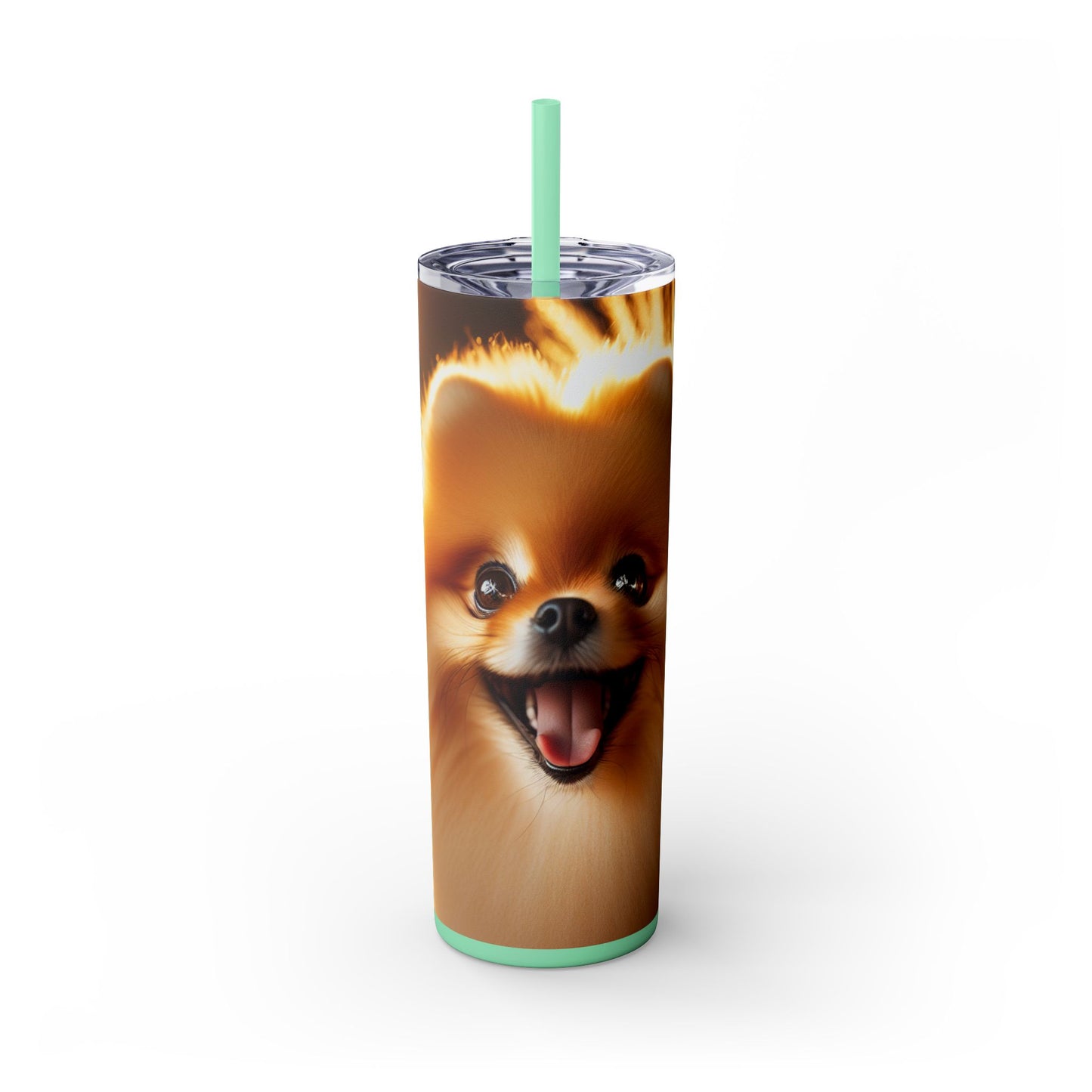 Pomeranian Skinny Tumbler with Straw, 20oz