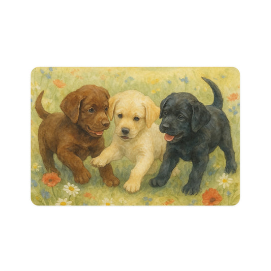 Pet Food Mat (12x18) - Labrador Retriever puppies
