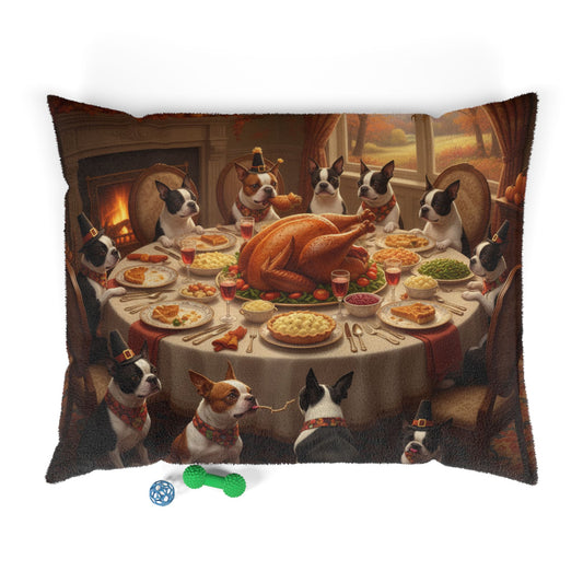 Boston Terrier Thanksgiving Dinner Pet Bed