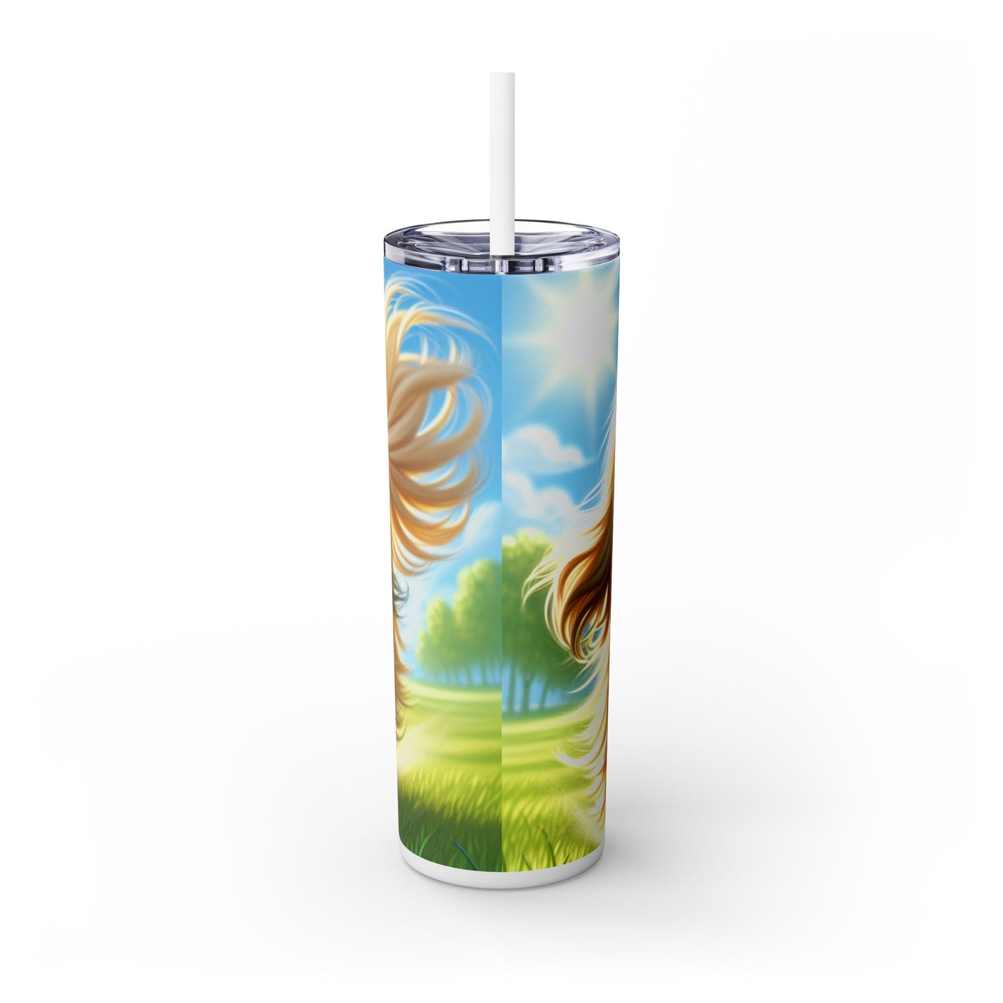 Lhasa Apso Skinny Tumbler with Straw, 20oz