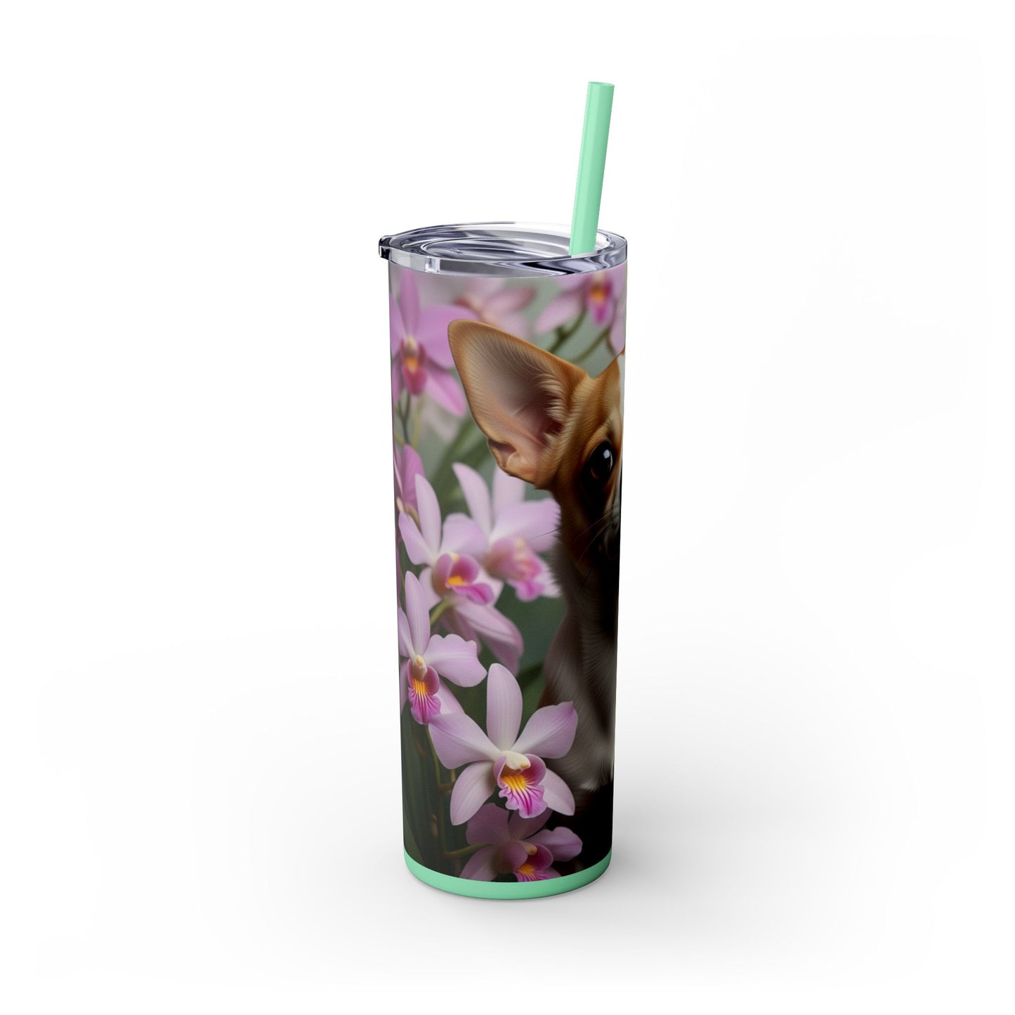 Vaso delgado con pajita para chihuahua, 20 oz