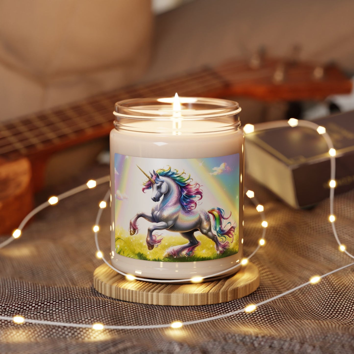 Glittery Rainbow Unicorn- Scented Soy Candle, 9oz