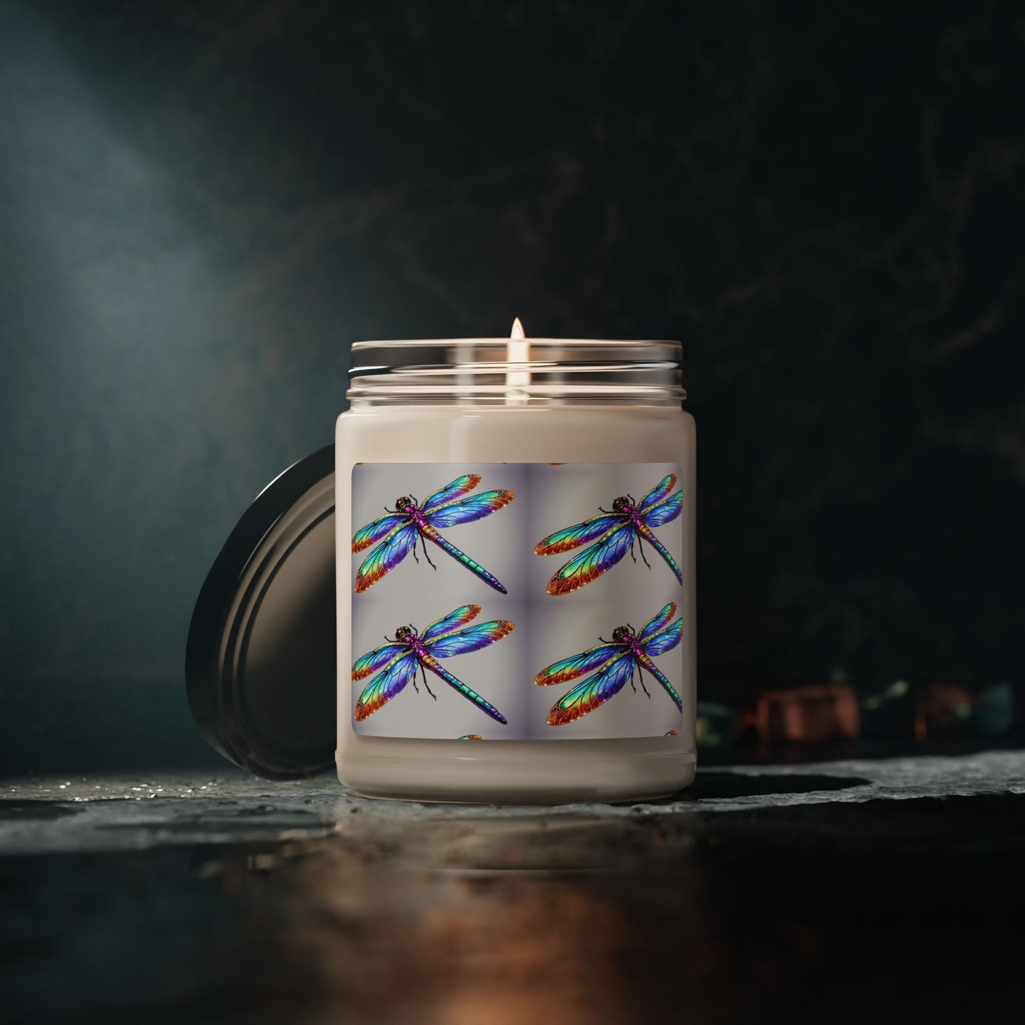 Glittery Psychedelic Dragonfly- Scented Soy Candle, 9oz