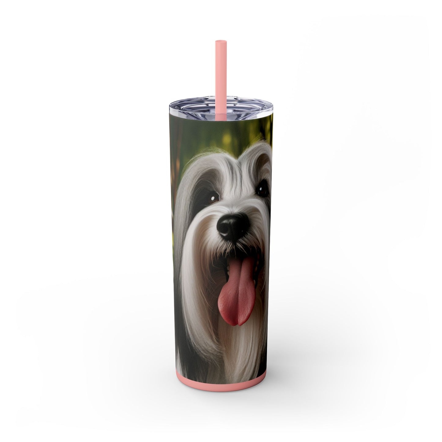 Tibetan Terrier Skinny Tumbler with Straw, 20oz