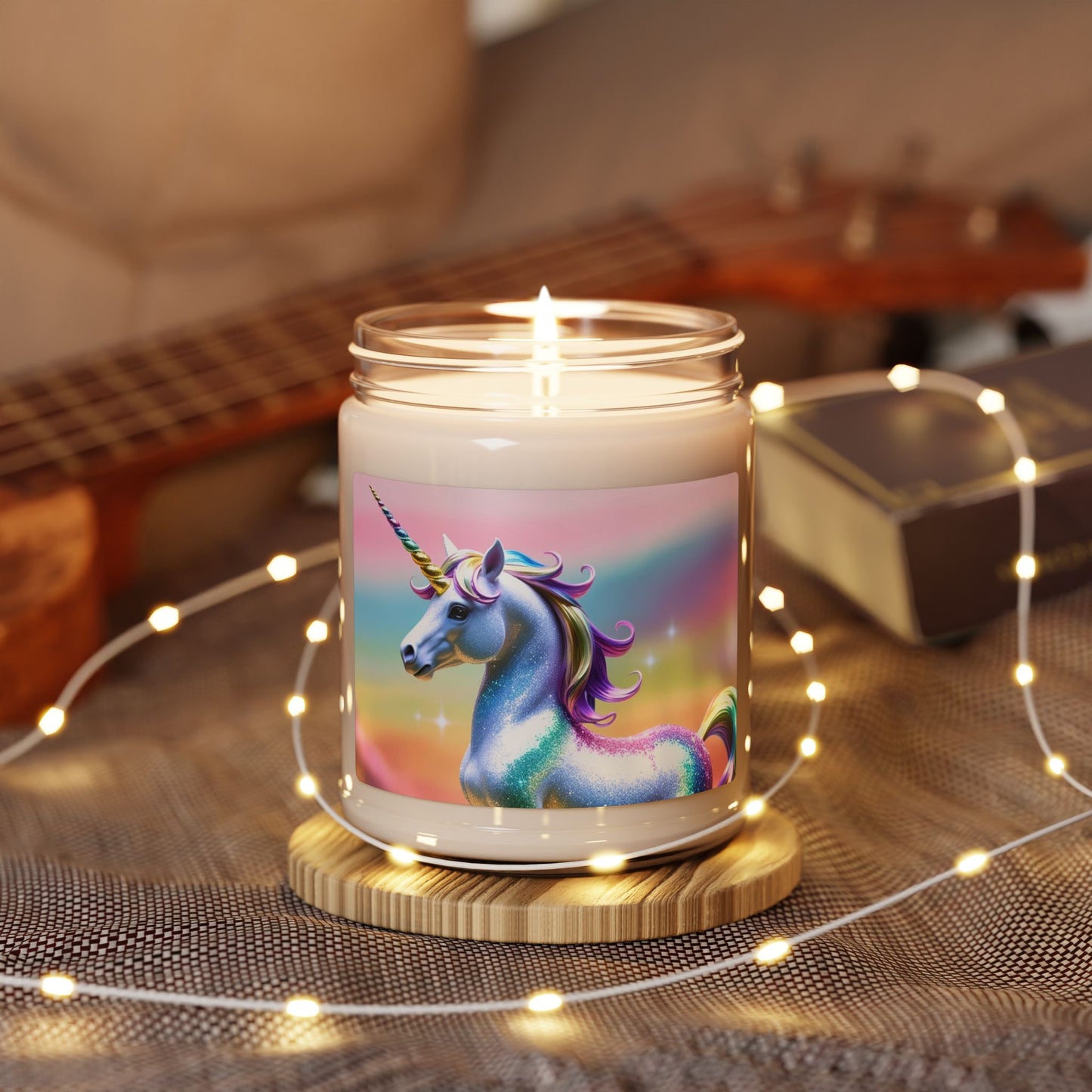 Glittery Rainbow Unicorn- Scented Soy Candle, 9oz