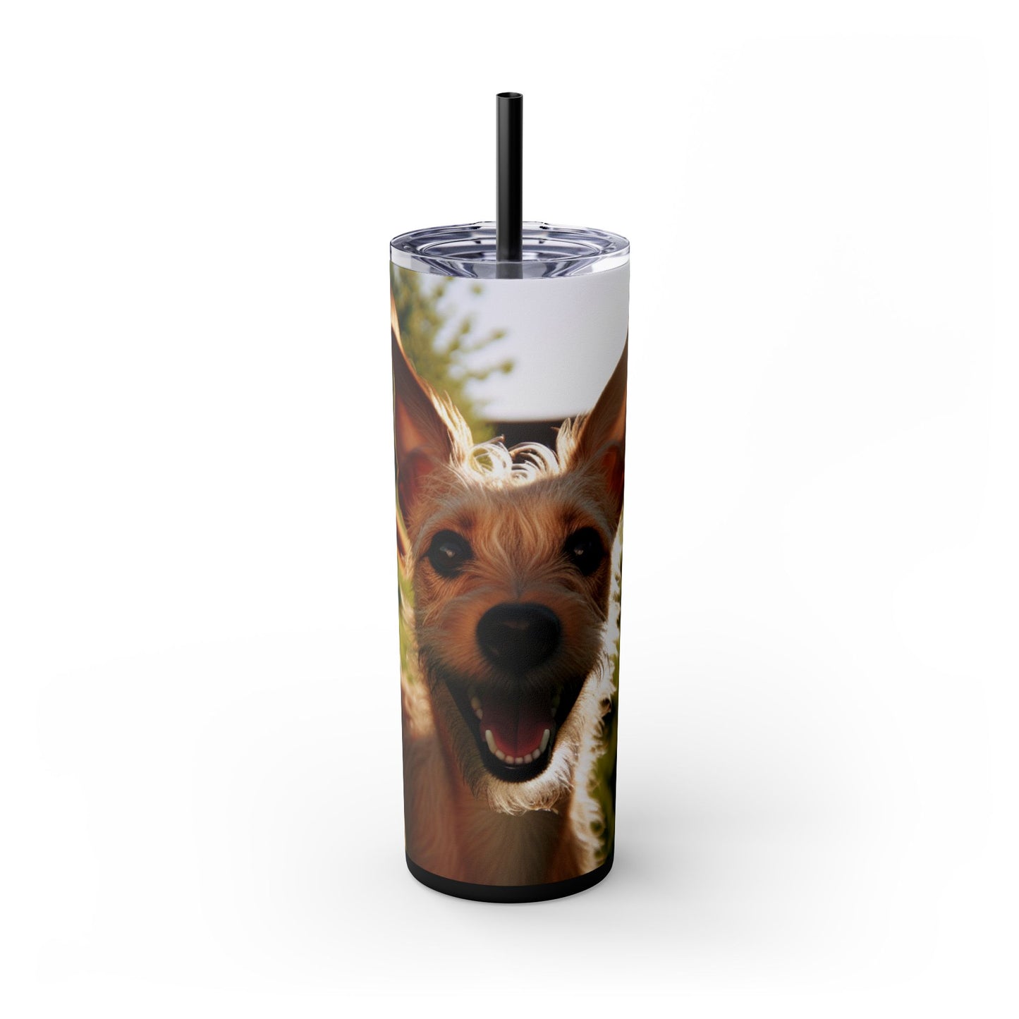 Portuguese Podengo Skinny Tumbler with Straw, 20oz