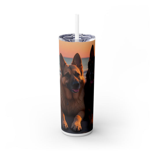 German Shepherd Love Skinny Tumbler with Straw, 20oz