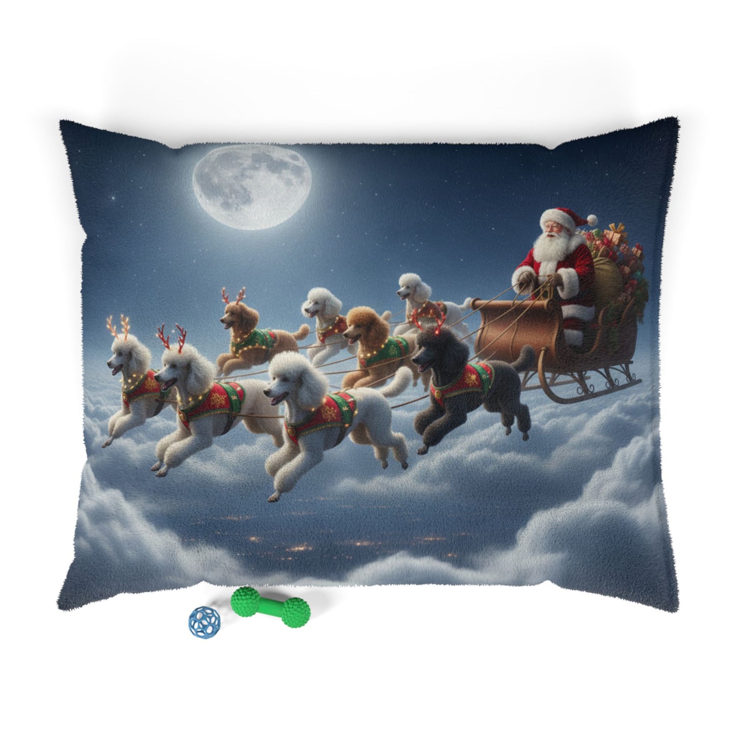 Santa's Poodle Powered Sleigh Pet Bed