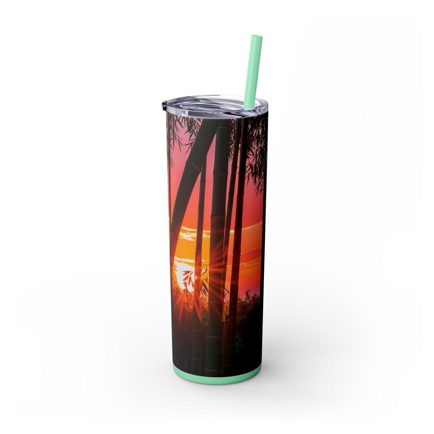 Bamboo Forest Sunrise Skinny Tumbler with Straw, 20oz