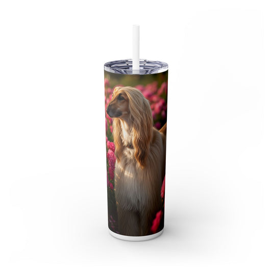 Afghan Hound Skinny Tumbler with Straw, 20oz