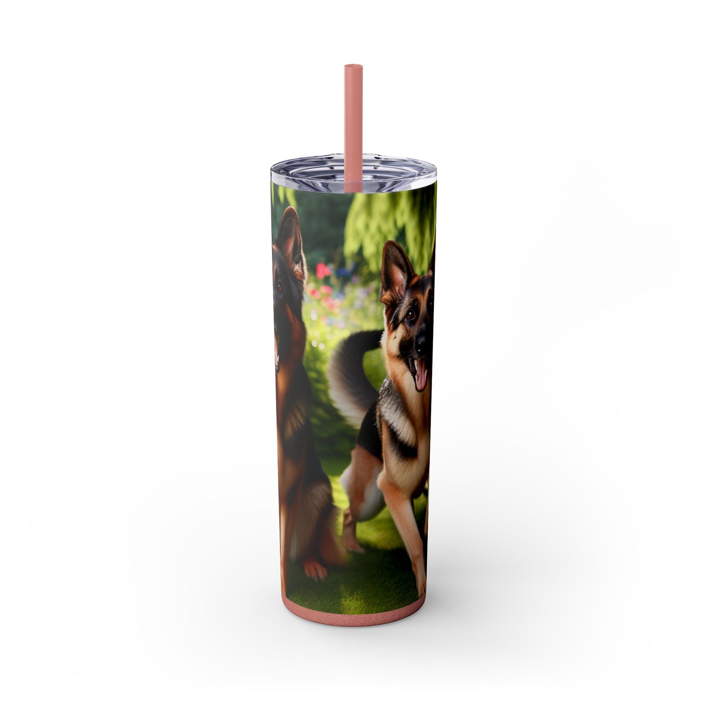 German Shepherd Skinny Tumbler with Straw, 20oz