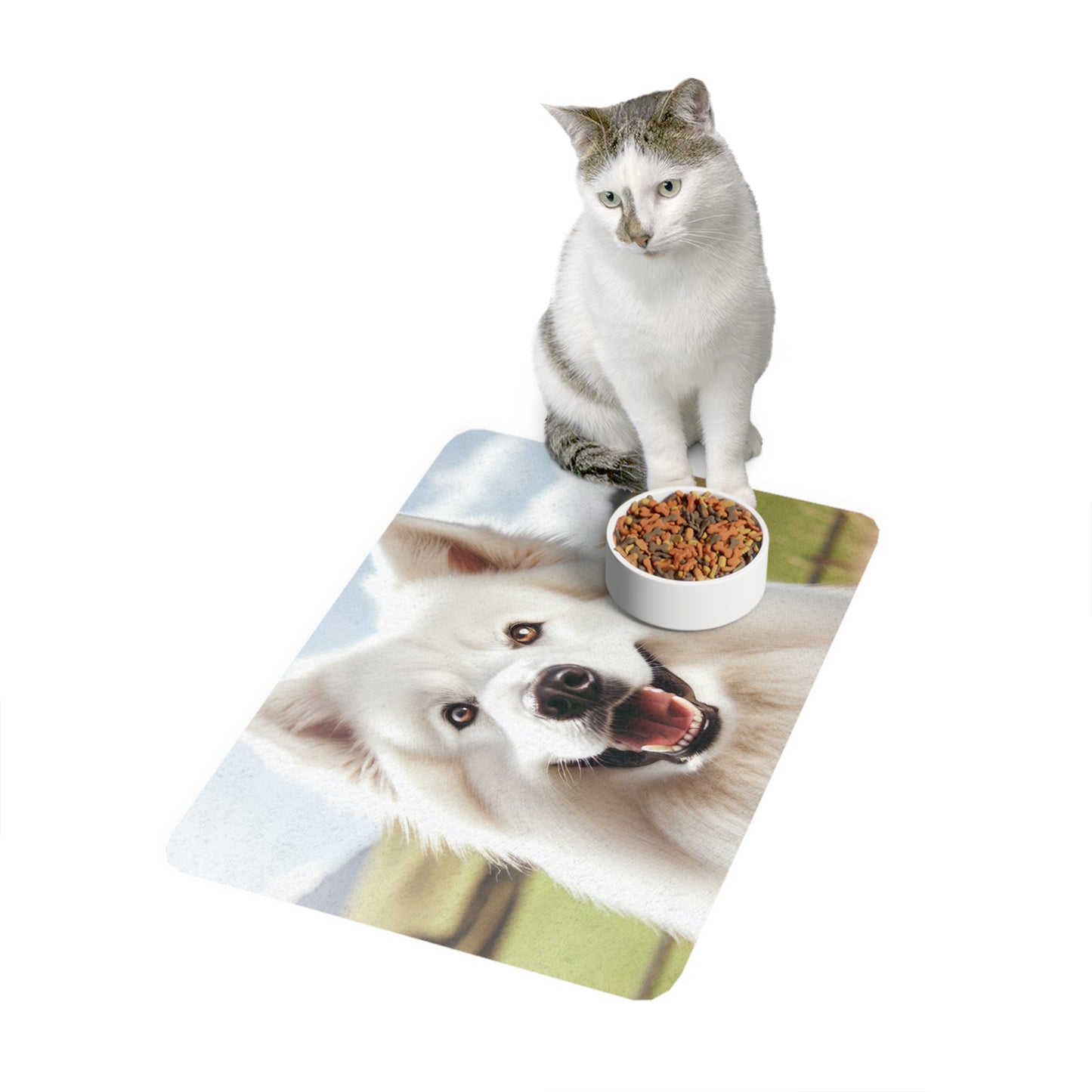 Pet Food Mat (12x18) - White Swiss Shepherd Dog