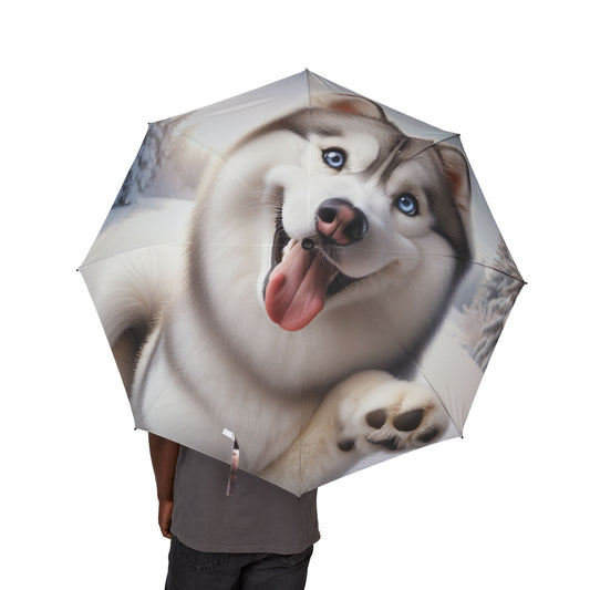 Siberian Husky Semi-Automatic Foldable Umbrella