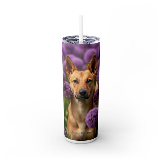 Canaan Dog Skinny Tumbler with Straw, 20oz