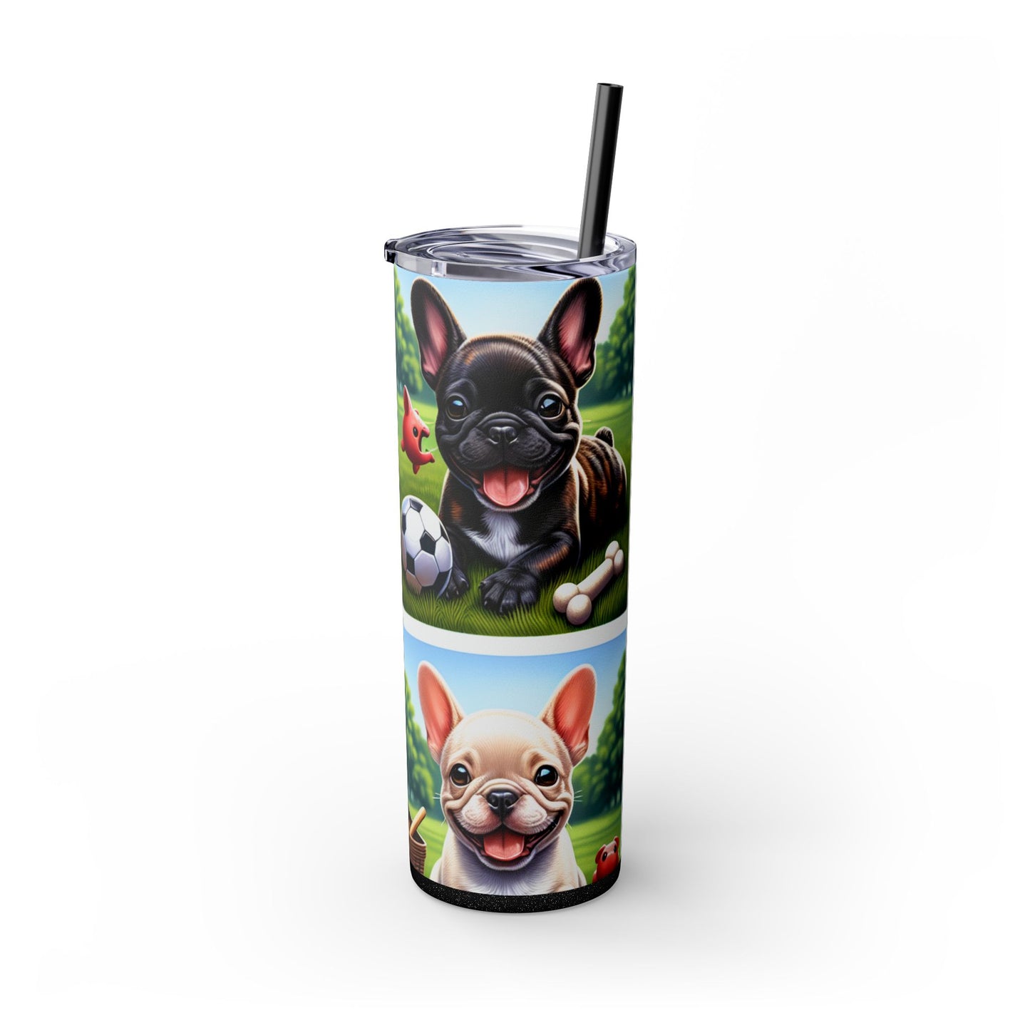 French Bulldog Skinny Tumbler with Straw, 20oz