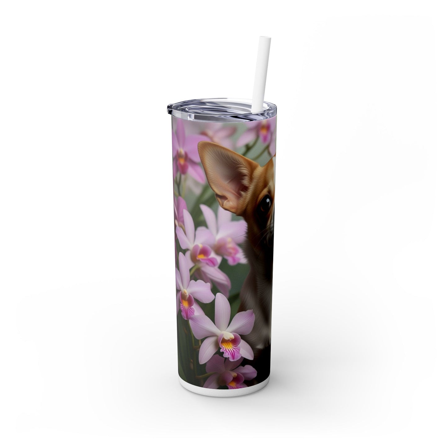 Vaso delgado con pajita para chihuahua, 20 oz