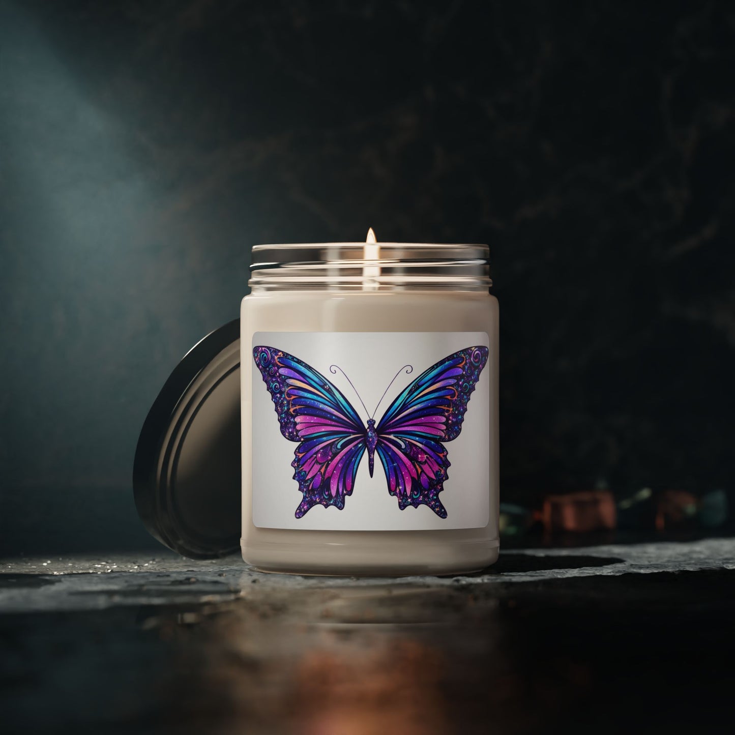 Glittery Psychedelic Butterfly- Scented Soy Candle, 9oz